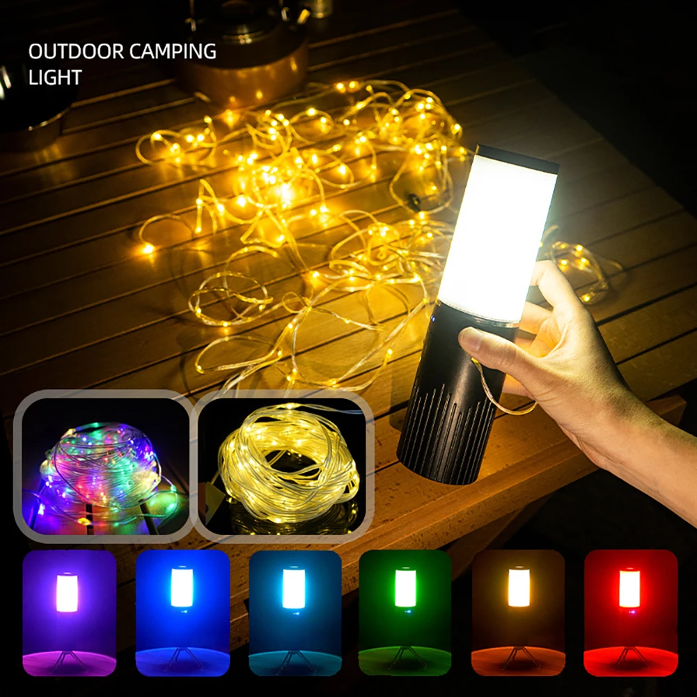 

Цветная гирлянда, фонарик, зеркальные бусины + RGB, фонарик, водонепроницаемый фонарь для кемпинга, освещение для экстренного дома, 15 м