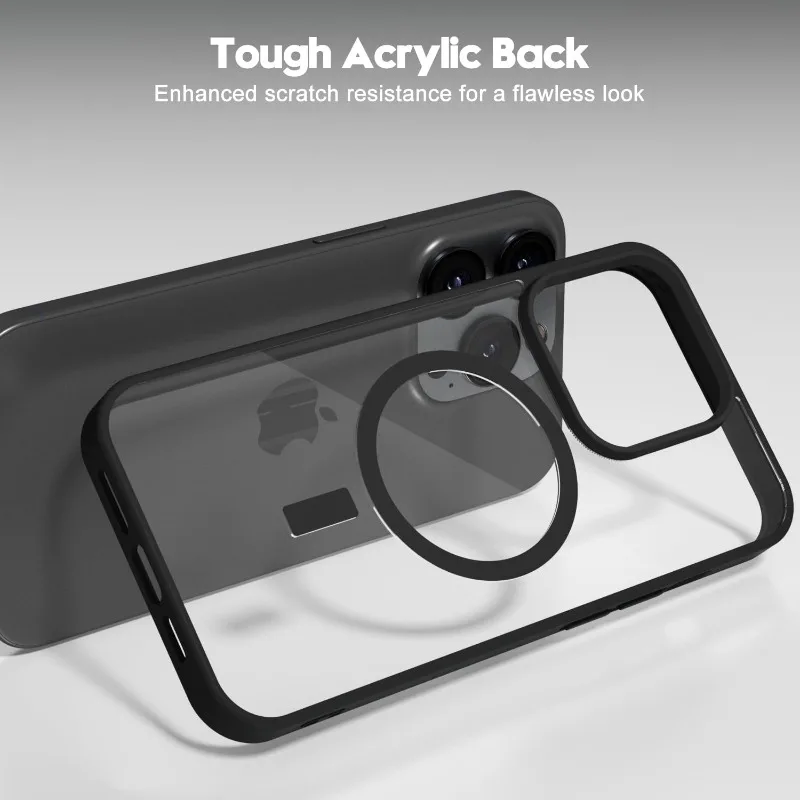 Anti-Yellowing Matte Transparent Phone Case with Magsafe Magnetic Clear Cover