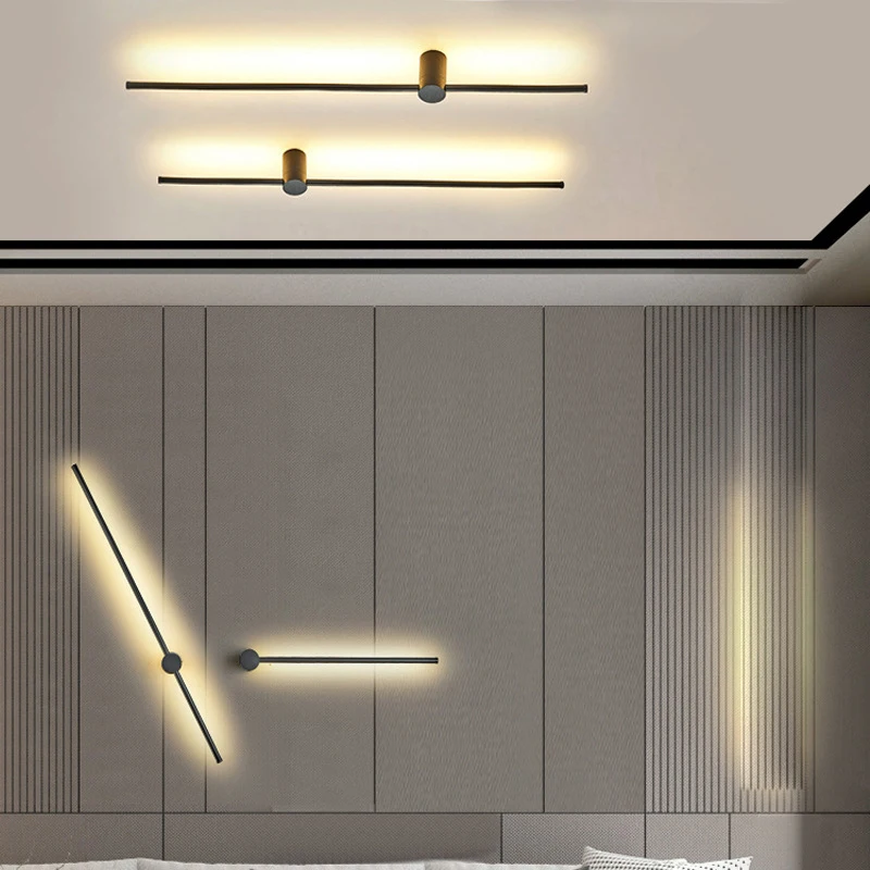 night lamp for bedroom wall Gold Black Long Strip Wall Lamp for Bedroom Bedside Indoor 350° Rotatable Wall Lights Wall Sconce for Living Room Corriodr Aisle wall lights