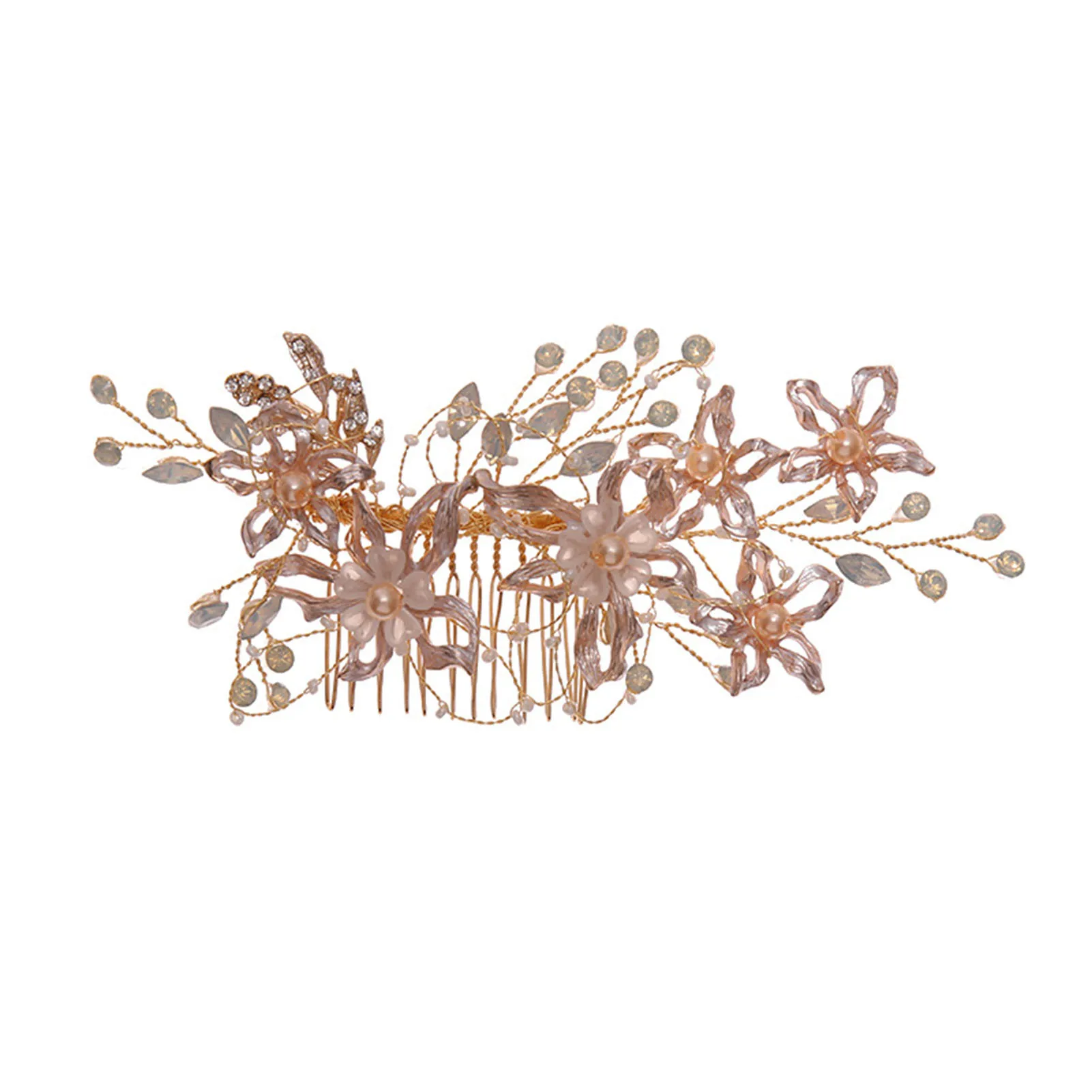 

Flower Handmade Alloy Hair Comb Woman Elegant Alloy Comb Barrette for Princess Party Favors Accessories