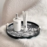 Light Luxury Round Storage Wooden Tray  Bedroom Perfume & Cosmetic Storage Trays Aroma Jewelry Display Tray Home Decoration 2