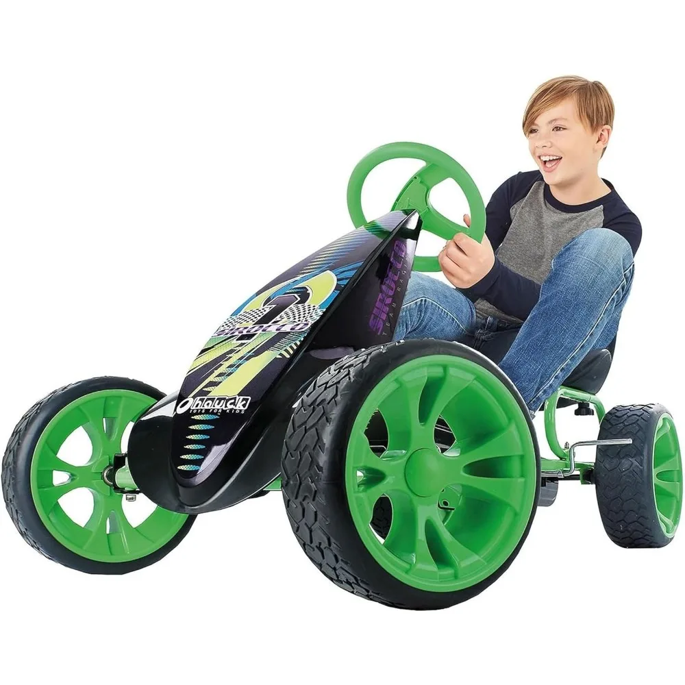 Sirocco Racing Go Kart with Low Profile Rubber Tires, 8 Spoke Rim, and Clutch Free Ride for Toys, Games, and Kids' Pedal