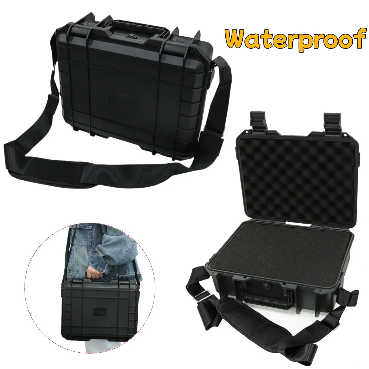 Storage Box Tool Case Storage Case 1pc Waterproof Protective Equipment Hard Carry Case Shoulder Strap Sponge