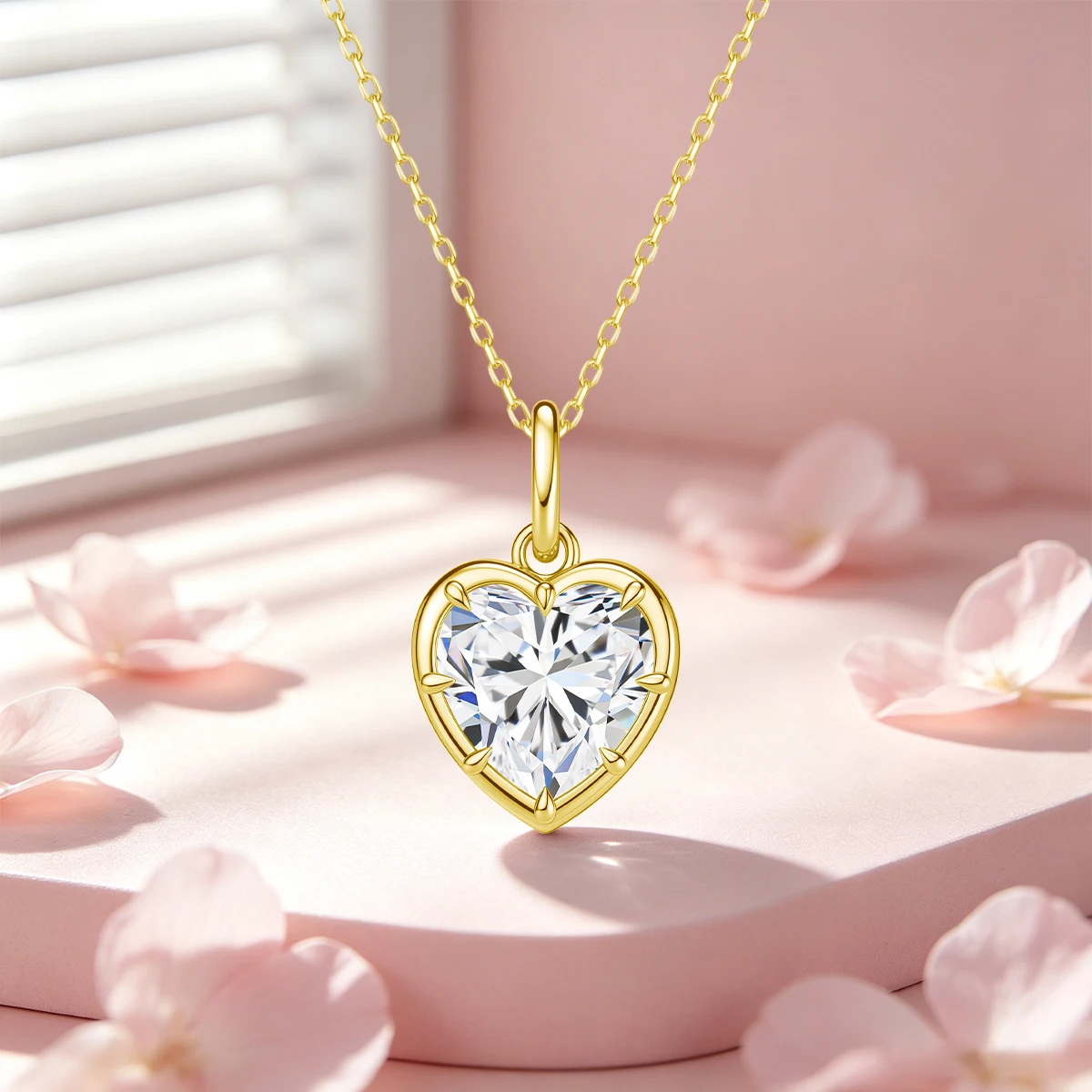 Heart Shape Necklace Pendant 2CT D Color Moissanite 14K Gold Filled for Girlfriend Fiancée Gift Valentine's Day Gifts Romantic