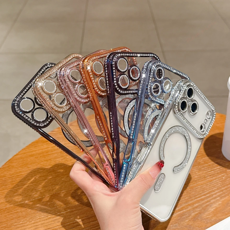 Luxurious Glitter Diamond Magnetic Phone Case with Magsafe Protector Cover