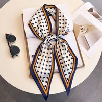 Foulard de cheveux de luxe pour femmes, nouveau Style frais, longue mode, bandeau de marque, sac en soie, ruban Design, serviette de poignet, Foulard 5