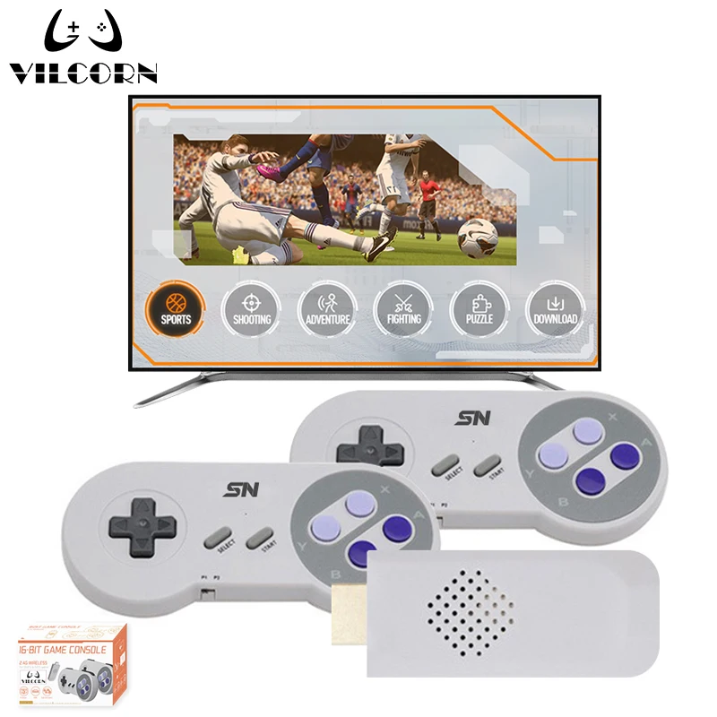 Vilcorn Mini Jogo Sem Fio Console Stick Everdrive Dendy Retro Tv Super Nintendo Snes Sfc Console