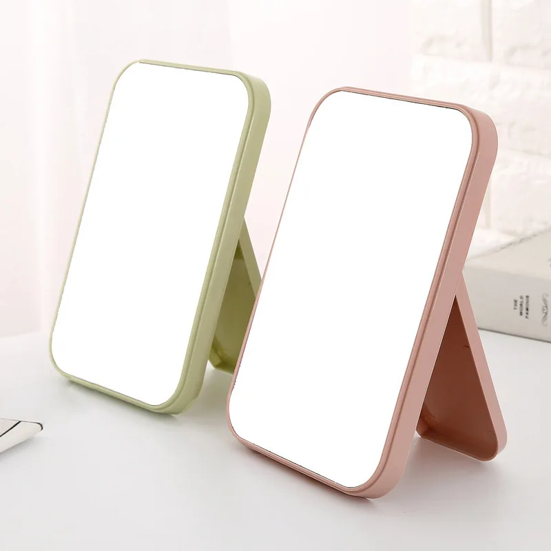 Small Folding Makeup Mirror Portable Makeup Mirror Student Dormitory Desktop Desktop Small Square Mirrors makeup mirror
