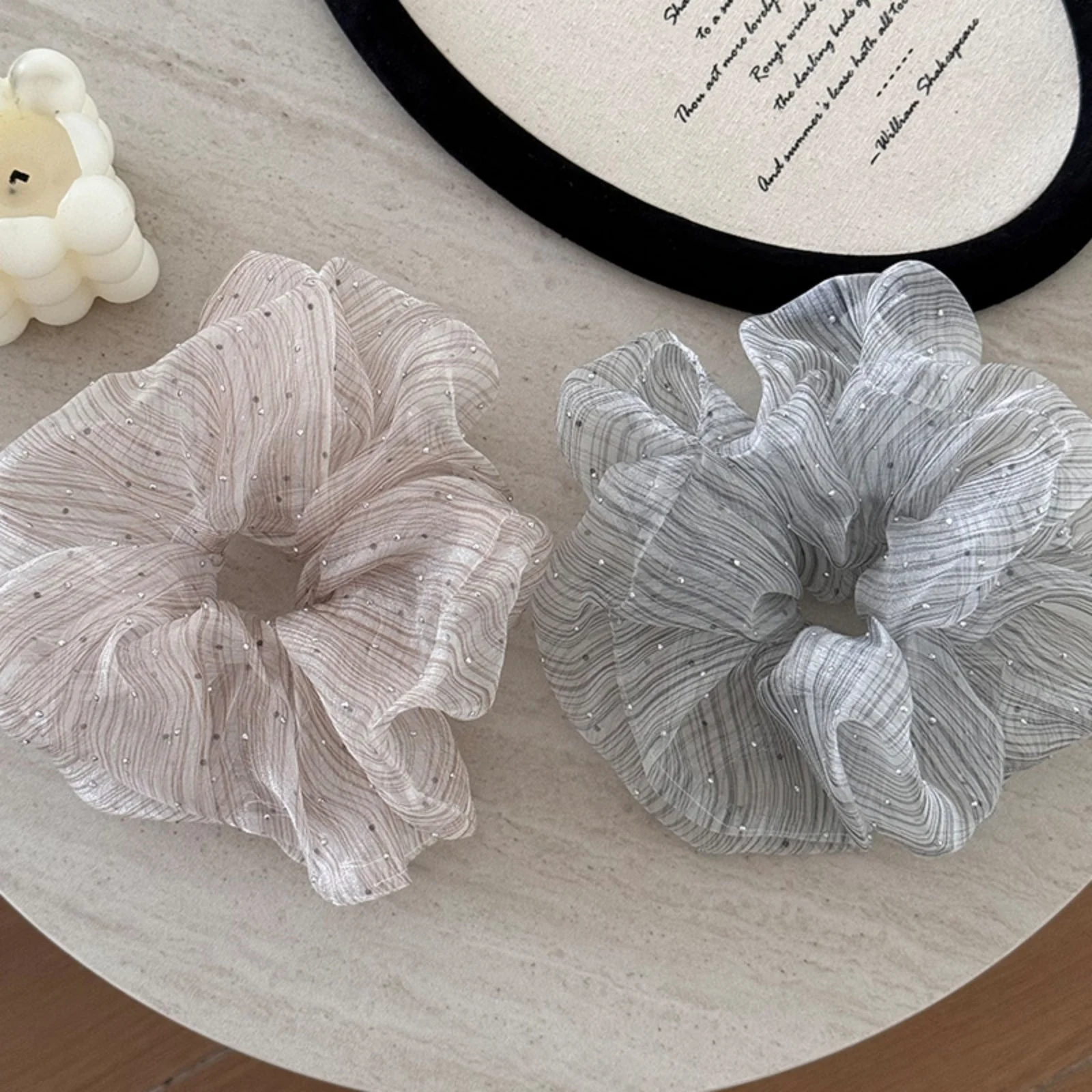 1Pc Sheer Glitter Scrunchies Set, Elegant Organza Hair Ties, Chic Hair Accessories for Women