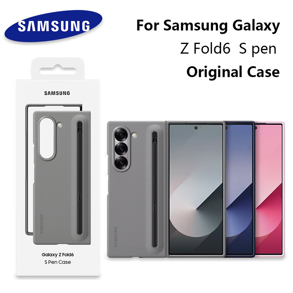 Original For Samsung Galaxy Z Fold6 S pen Case High Quality Z Fold 6 Silicone Cover Protector Built in S Pen slot Shell & Box