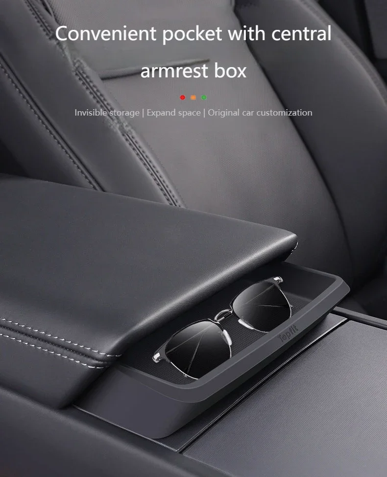 Für Tesla Model Y Juniper Mittelkonsole Armlehnen-Aufbewahrungsbox Model 3 Highland Brillenhalter Armlehnen-Ablage Silikon-Zubehör – Detail 1