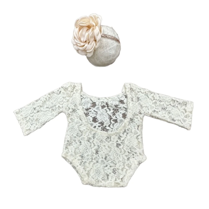 

Baby Girls 2 Pieces Set Photography Clothing Including Stretch Romper Hairband K1KC