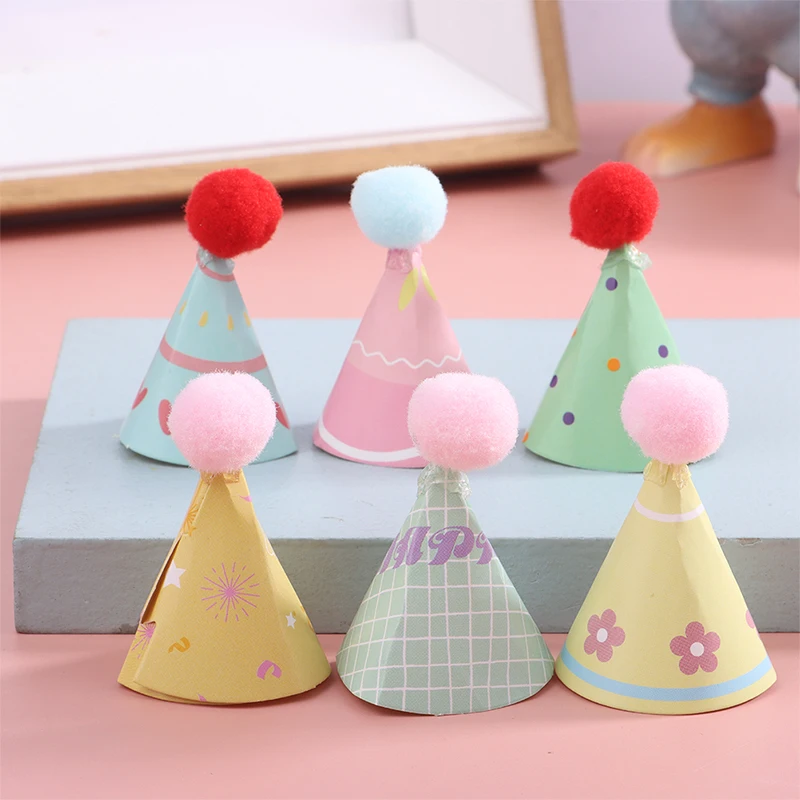 Cake Topper Cake Decorations Cake Baking Tools 10Pcs/Set DIY Mini Hat Baking Cake Topper 1:12 Dollhouse Miniature Hat Bear Birthday Cap Hairball Christmas
