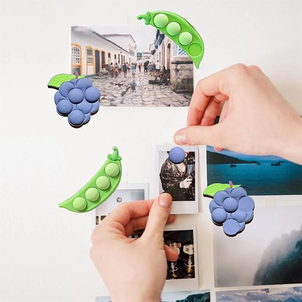 Cute Fridge Magnets Creative Cartoon Grapes Peas Shape Refrigerator Sticker Ice Cream Lollipop Magnet Fridge Home Decoration