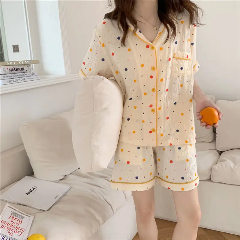 

Осенний тонкий пижамный комплект из 2 предметов, Женский пижамный комплект из конопляного хлопка из 2022 хлопка с круглым вырезом, одежда для сна, топы для сна