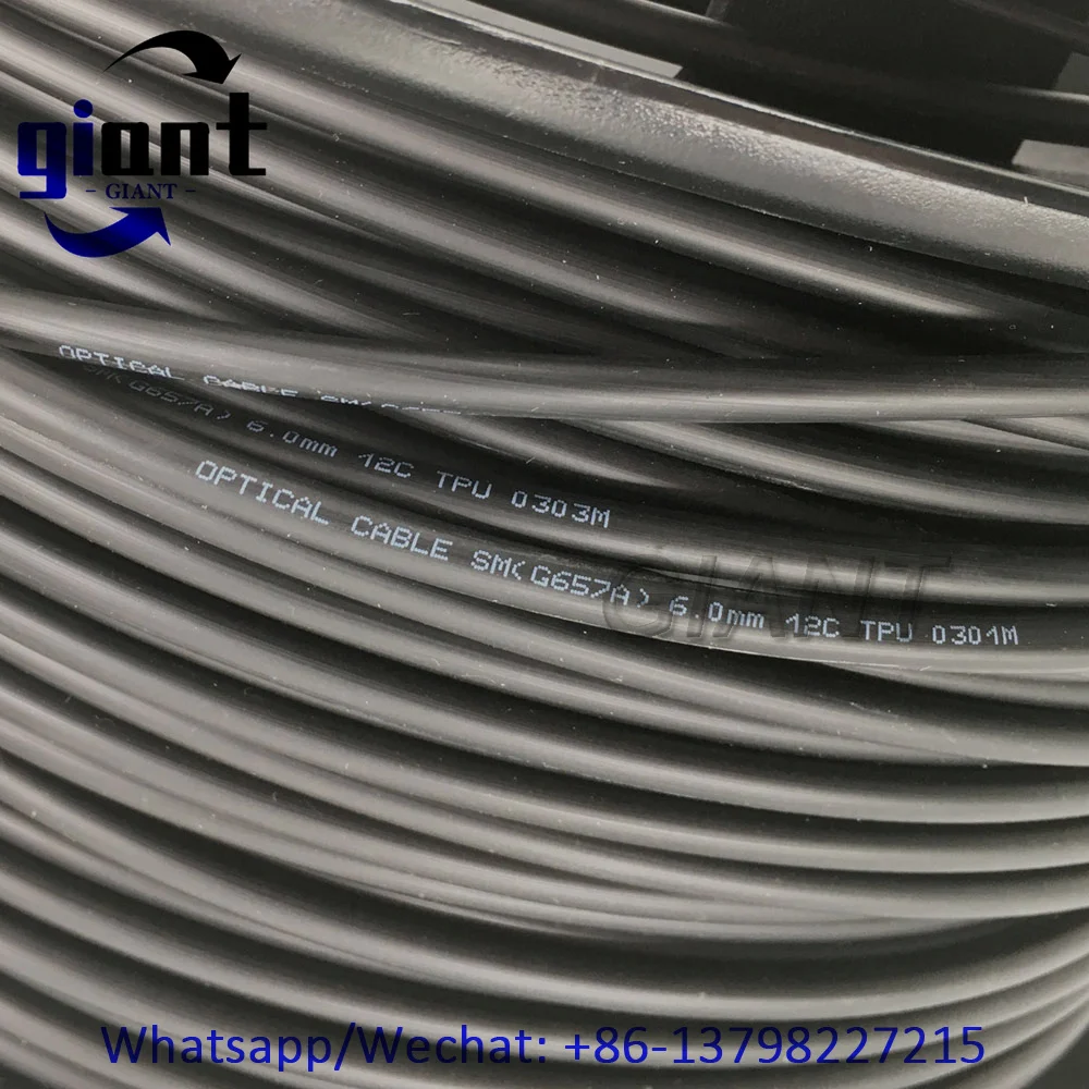 SM,12C,G657A1,TPU 블랙 아머드 케이블, 직경:6.0mm, LC/UPC-LC/UPC 100M/150M 광섬유 패치 코드 릴 포함 PCD310