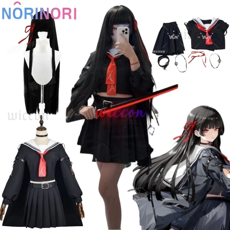Game WuWa Wuthering Wave Chisa Cosplay Costume JK Uniform Top Skirt Wig ...