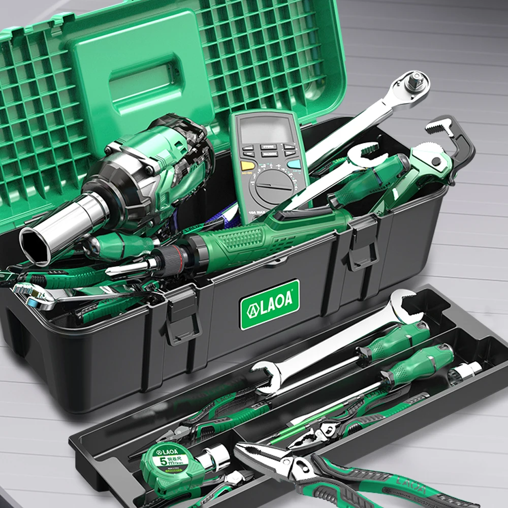 LAOA High-Capacity Double-Layer Toolbox Reinforced Bottom Sturdy Impact Resistant Heat-Resistant And Cold Resistant 6