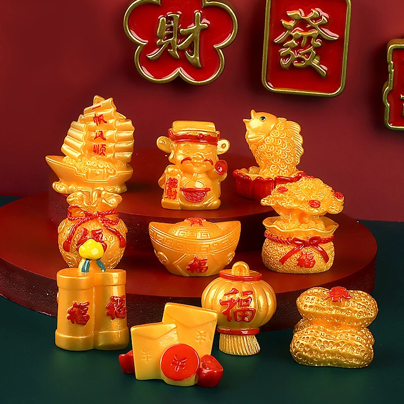 

Богатство, вращающийся микро-пейзаж, украшения «сделай сам» из смолы, поделки, новогодние золотые аксессуары, юанбао, деньги, дерево, тыква, лодка