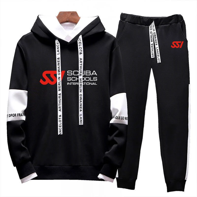 

Casual Tracksuit Men Scuba Diving Dive SSI Printing Spring Autumn Sets Sportswear Male Hoodie+Pants 2PCS Jogging Sports Suit