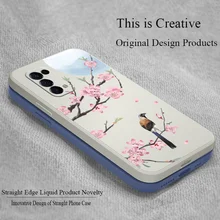 

Blue Flower Case For OPPO Realme 6 6i 7 7i 7 8 Pro C12 C15 C25 C25S C20 C11 C1 F9 F9 F17 F19 F19 Pro Liquid Silicone Phone Cover