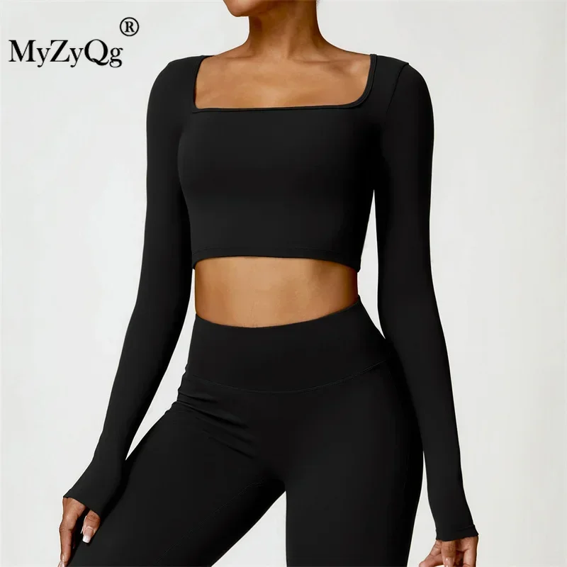 

MyZyQg Women Winter Long Sleeve Sportswear Yoga T-shirts Wear Tight Running Fitness Wear Outdoor Sports Gym Pilate Cropped Top