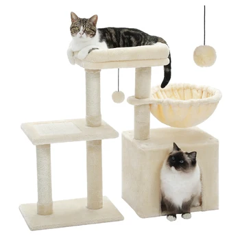 Small Cat Tree Cat Tower with Condo Hammock Cat Scratcher Scratching Post for Cat Bed Home Cat Accessories Cat Toy Pet Furniture 2