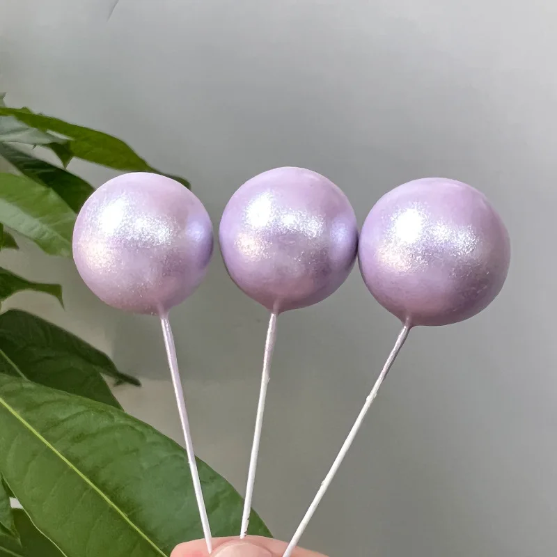 Lila Kuchen Topper Set Perle Glitzer Lila Schaumstoffkugeln für Kuchendekoration DIY Hochzeit Geburtstag Babyparty Partyzubehör – Detail 12