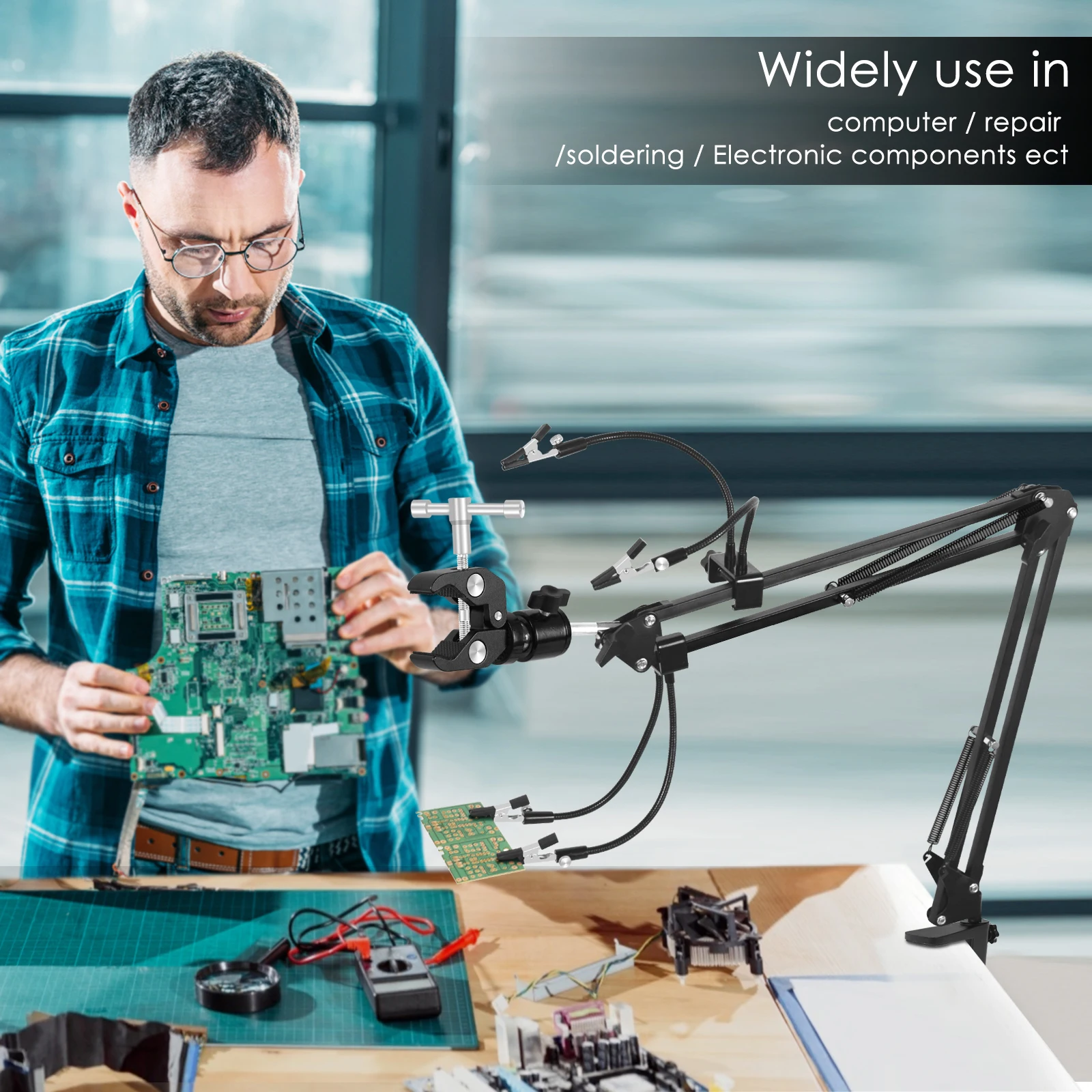 NEWACALOX Soldering Third Hand Tool Adjustable Heat Gun Frame PCB