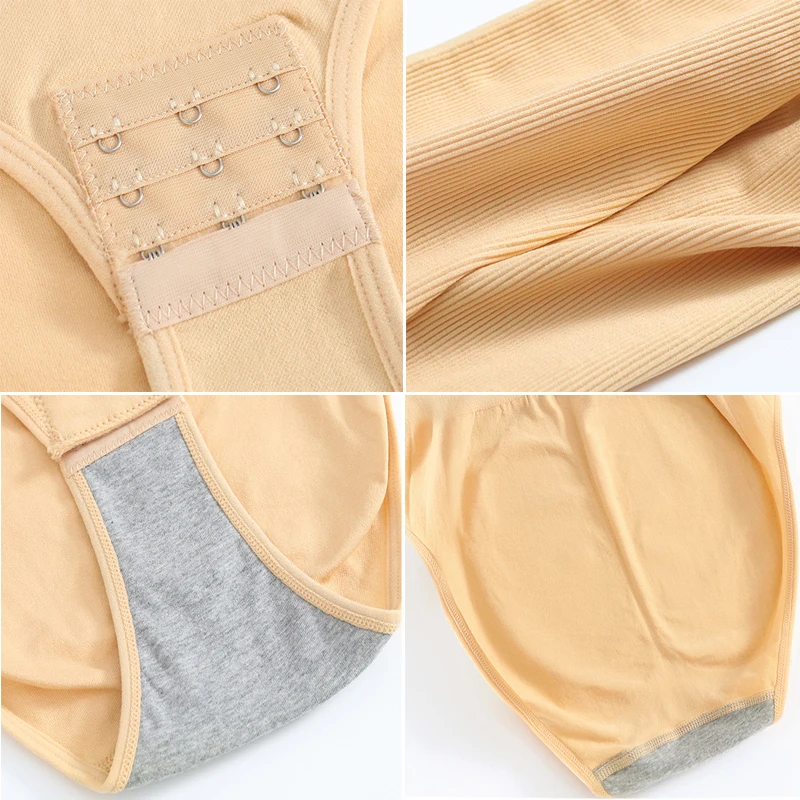 Women Shapewear Large Size One Piece Body Shapewear Bodysuit Waist Trainer Women's Corset Seamless Abdomen Pant Crotch Buckle Slimming Underwear