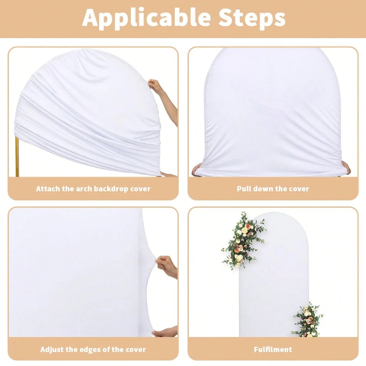 Gold Metal Arch Backdrop Stand Set of 3, 7.2ft, 6.6ft, 6ft Wedding - Image 4