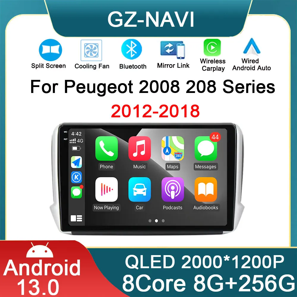 

Автомобильный мультимедийный беспроводной Carplay Android 13 для Peugeot 2008 208 Series 2012-2018 навигация GPS стерео Автомагнитола 360 CAM