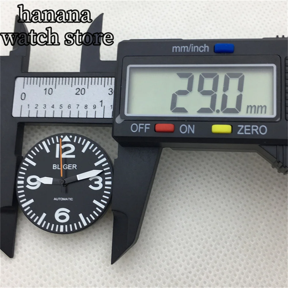 29mm Black and White Full Luminous Dial with Green Luminescence