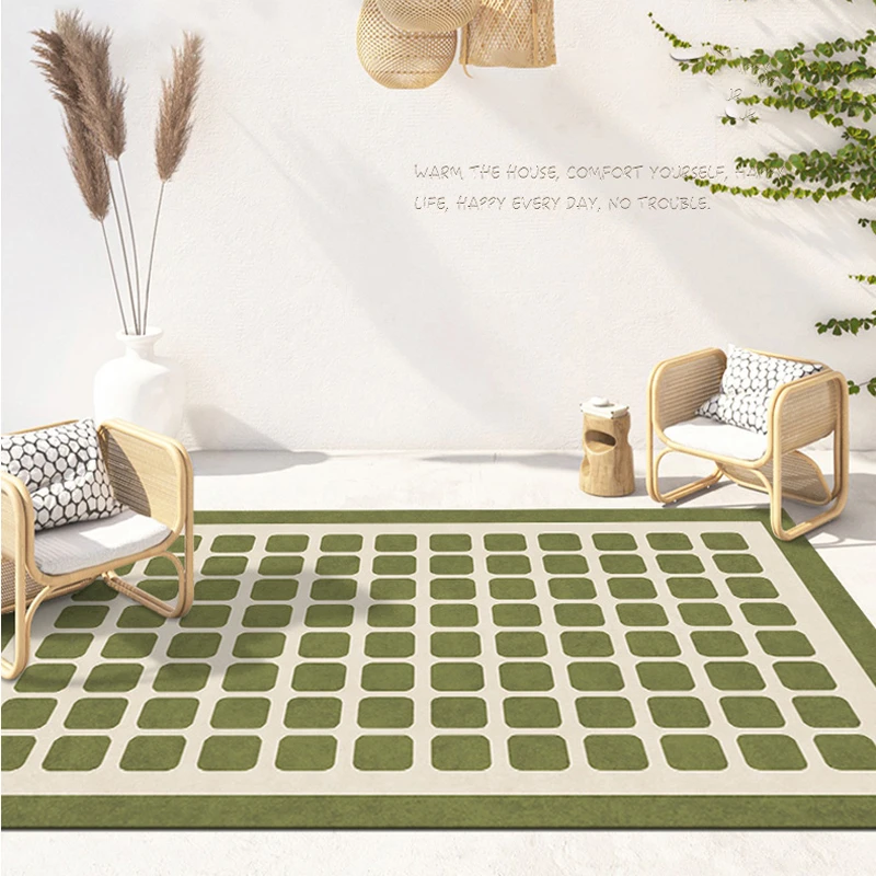 

Modern Living Room Decoration Carpet Home Bedroom Bedside Large Plush Rug Simple Checkered Cloakroom Fluffy Soft Non-slip Rugs