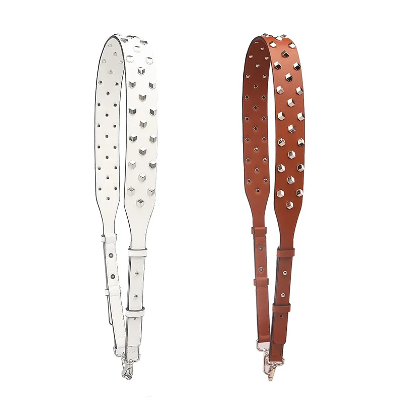 Leather Bag Replacement Strap Adjustable Metal Rivet Handbag Shoulder Straps Bag Belt Handle Crossbody Purse DIY Accessories
