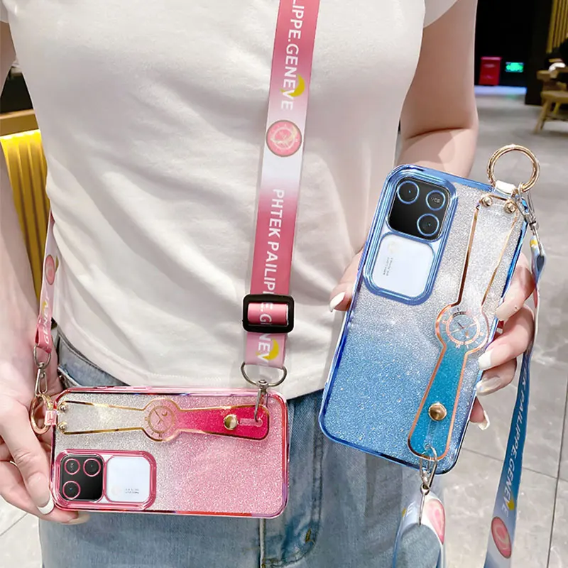 Luxury Bling Wrist Holder Case with Lanyard Cover