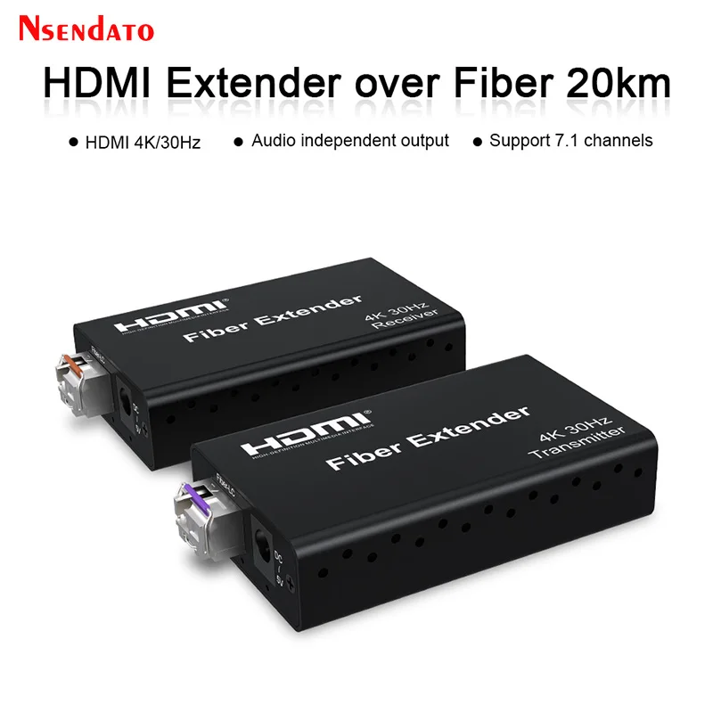 HDMI Extender 20Km 4K 30Hz over LC Fiber Optical Cable HDMI Fiber Video Transmitter Receiver With Audio For PC TV HDCP