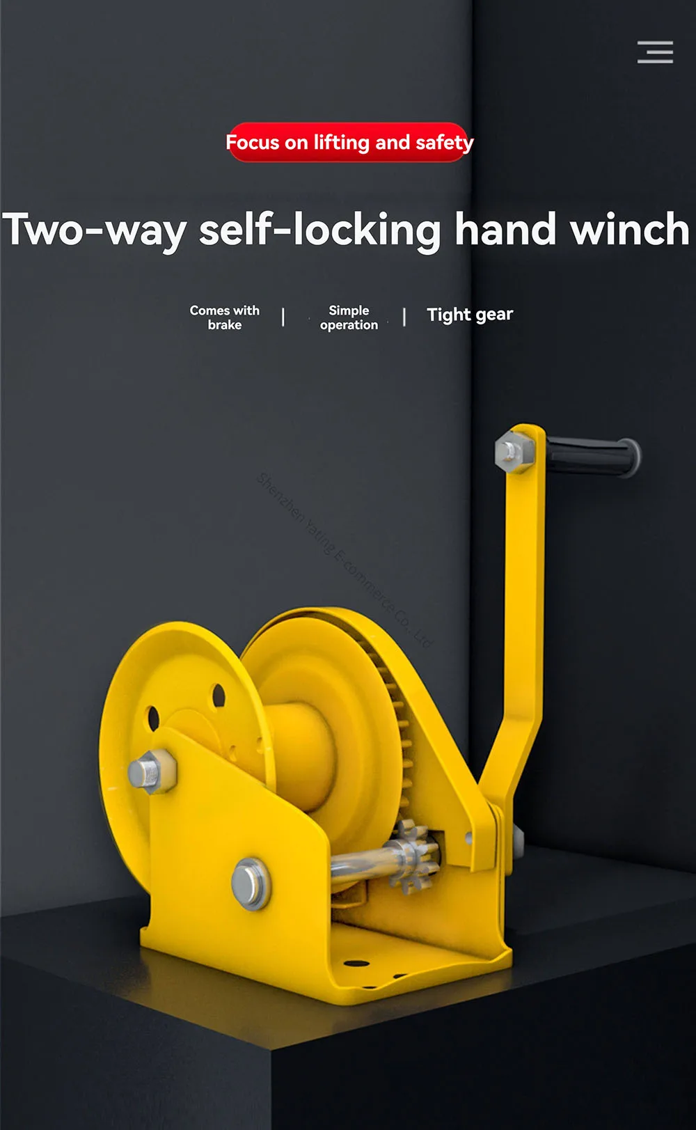 1800LB Portable Traction Hoist, Lifting Crane Hand Cranked Winch, Bidirectional