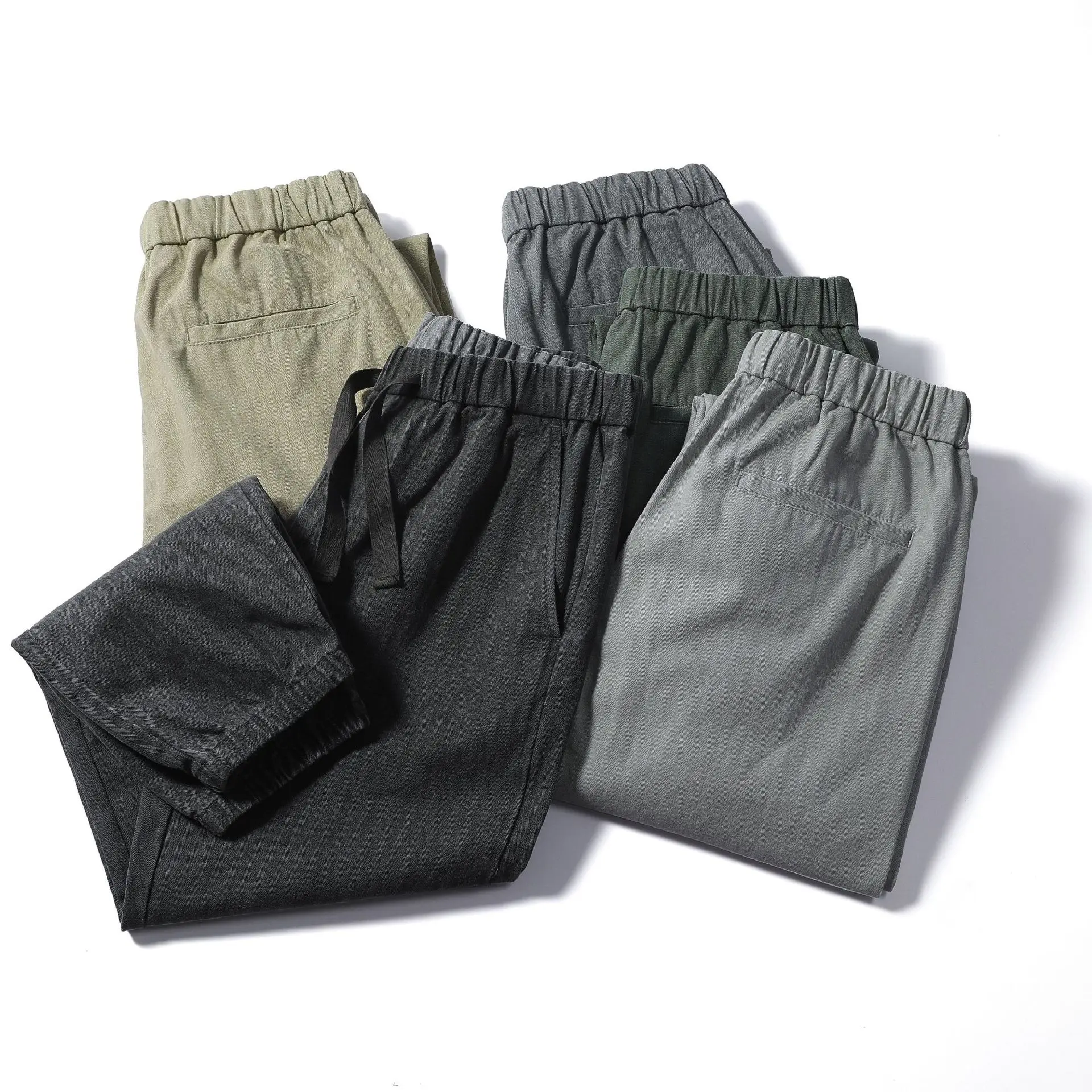 Men's Autumn Casual Pants Fashion Loose Jogger Pants Solid Color Cargo Pants Cotton Outdoor Spring Trousers