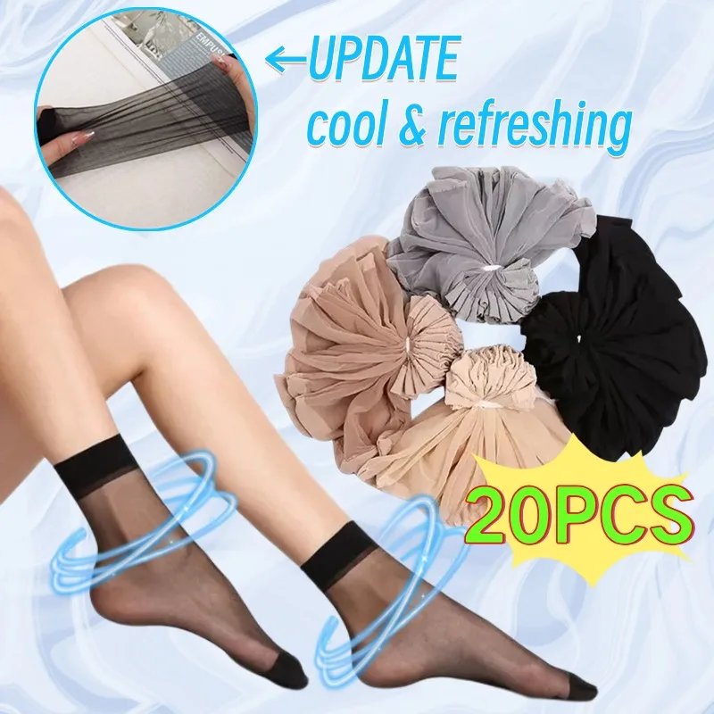 

10 Pairs Summer Crystal Women's Ankle Socks Transparent Ultrathin Girls Socks Sexy Ultra-thin Elastic Silky Short Silk Stockings