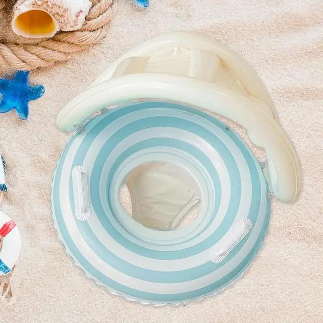 Baby Pool Float With Canopy Inflatable Toddler Beach Toy Lollipop Float With Sun Protection Canopy For Kids Outdoor Play 4