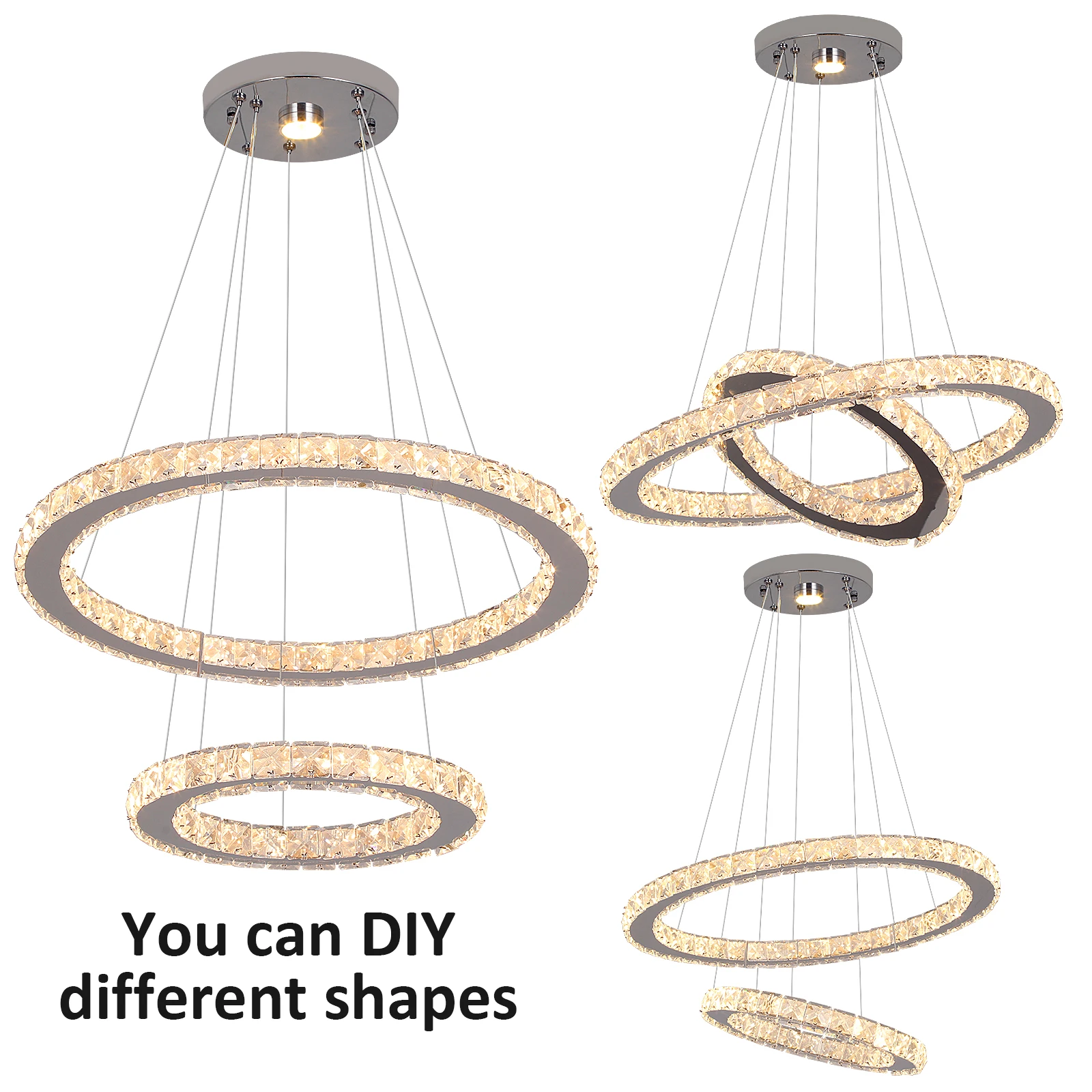 Vetrulus Moderner LED-Kristall-Kronleuchter - Luxuriöse Deckenleuchte für Wohnzimmer, Schlafzimmer, Küche, Hängelampe, Wohndekoration – Detail 9