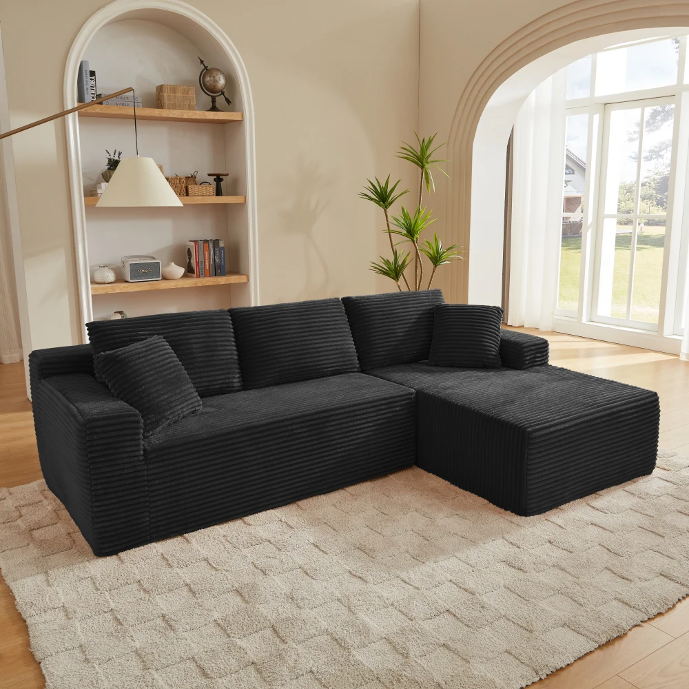 L-förmiges Modulares Ecksofa 3-Sitzer Memory-Schaum Wolkensofa mit Übergroßer Chaiselongue für Wohnzimmer – Detail 16