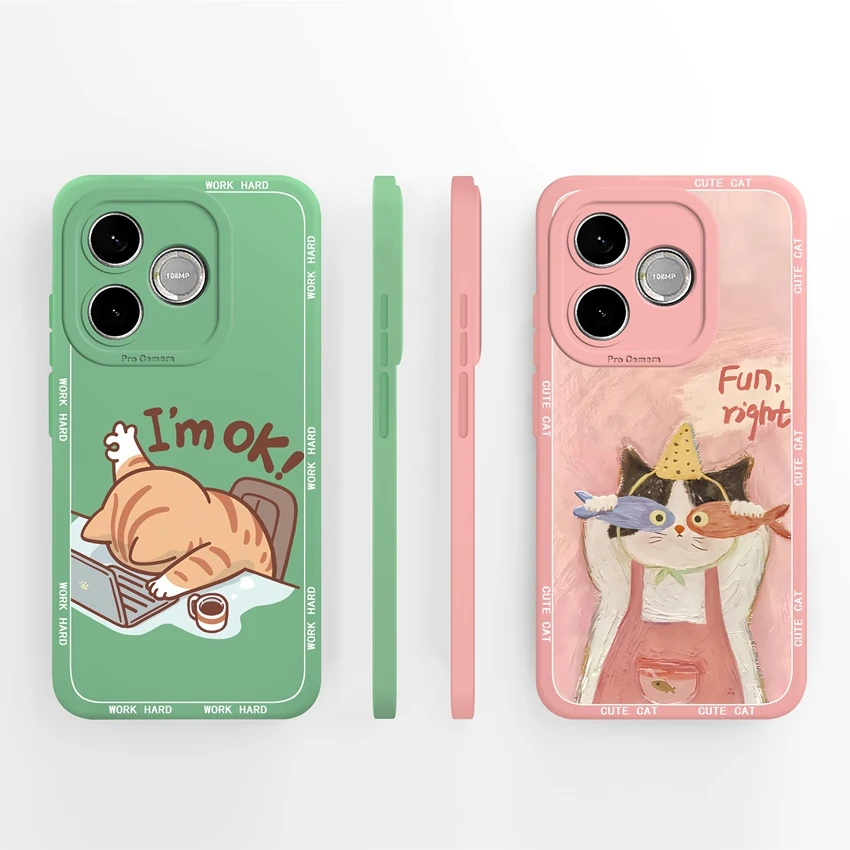 Cute Cat Claw Cartoon Print Phone Case with Camera Protection - Soft Liquid Silicone Housing