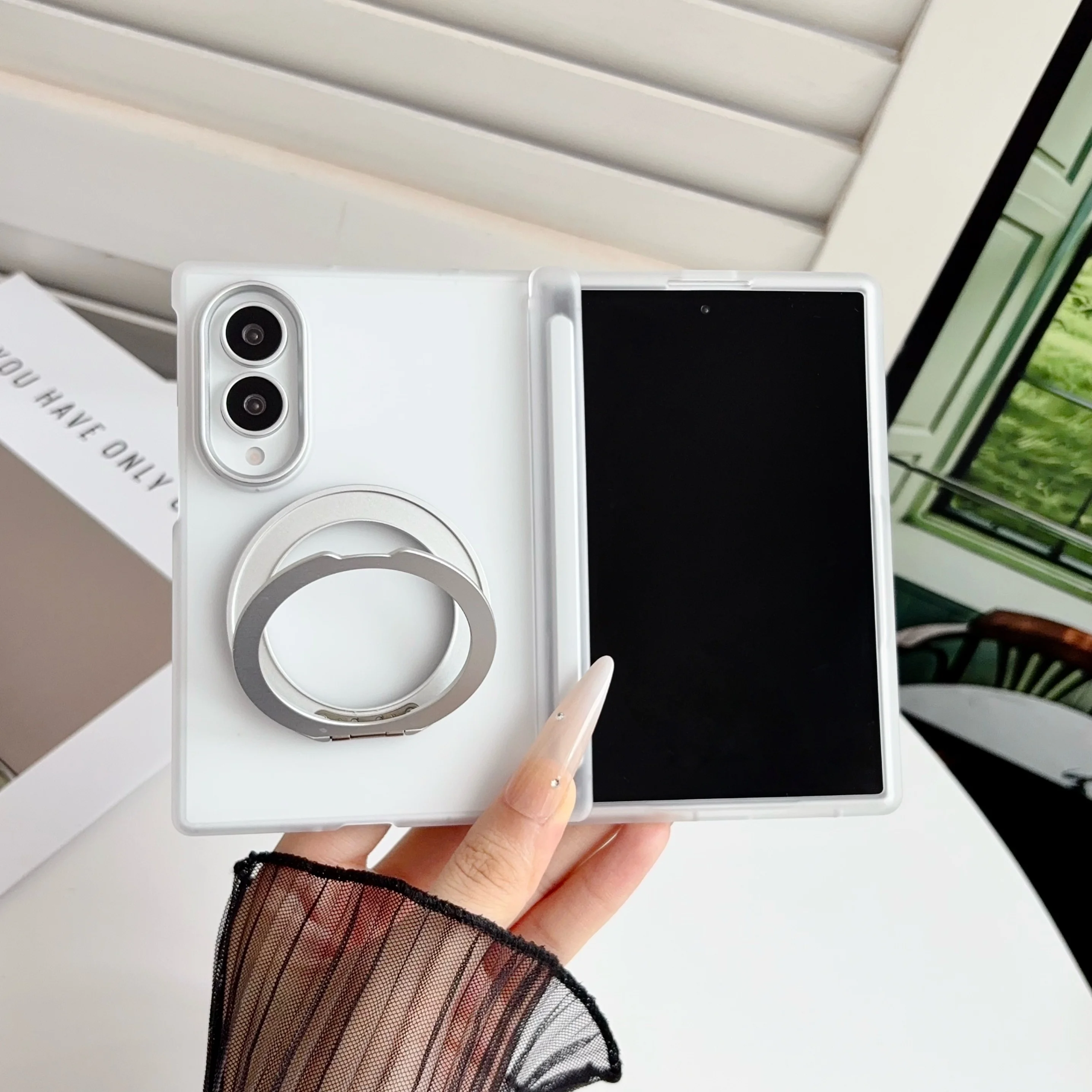 360 Rotating Magnetic Shockproof Matte Phone Case with Ring Holder