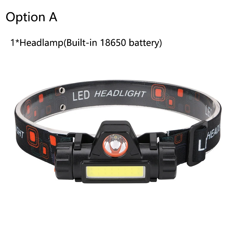 

4000lumens Mini Powerful LED Headlamp XPE+COB USB Rechargeable 2 Mode Headlight Built-in Battery Waterproof Head Torch Head Lamp