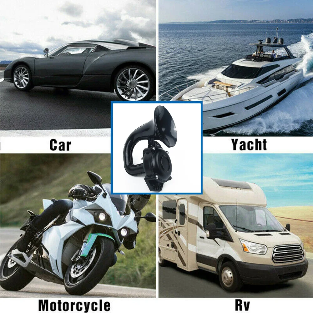 

1pc Car Truck Horn For Scania For Volvo Black 48W 24V 300db Snail Horn Loud Clear Sound Car Modification Accessories Universal