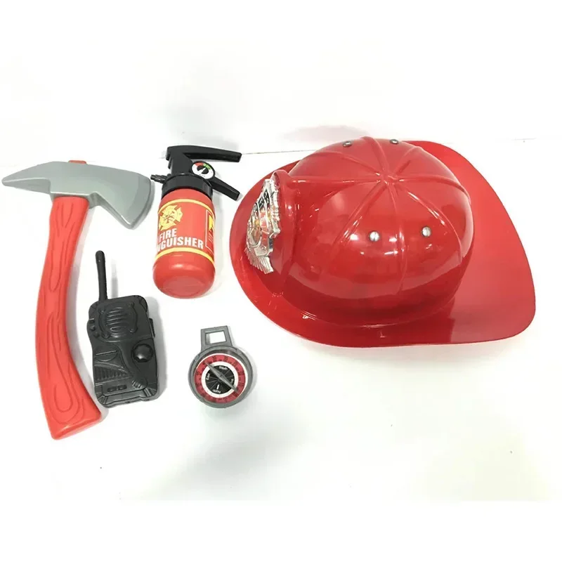 Halloween Role Play Clothes Fireman Costume for Kids Boys' and Girls' Firefighter Dress Up Fire Fighter with Toy Accessories