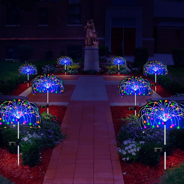 Luces LED solares de fuegos artificiales para exteriores, lámpara impermeable para decoración de jardín, camino de césped - Imagen 6