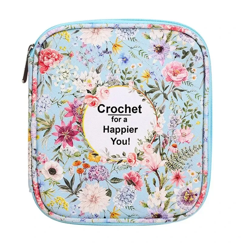 Knitting Tool Organizer Waterproof Knitting Tool Organizer Multi-Compartment Crochet Hook Case with Customizable Floral Print Locking Zipper